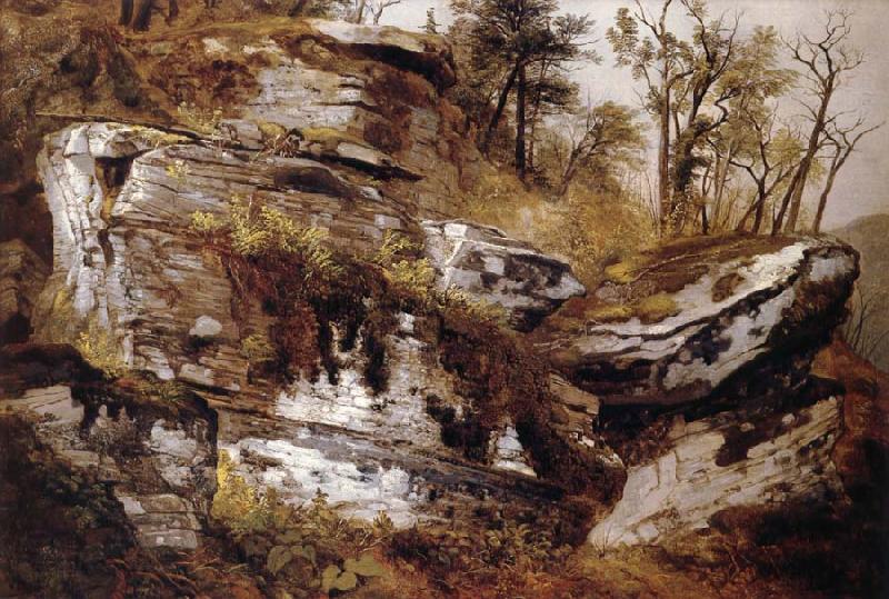 Asher Brown Durand Rocky Cliff Norge oil painting art